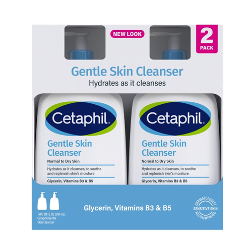 Cetaphil Gentle Skin Cleanser, Dry to Normal Sensitive Skin, 20 fl oz, 2 ct