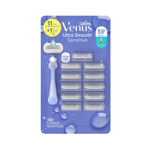 Gillette Venus Ultra Smooth Sensitive Razor with Aloe, 11 ct