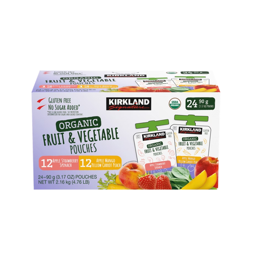 Kirkland Signature Organic Fruit & Vegetable Pouches, Variety Pack, 3.17 oz, 24 ct