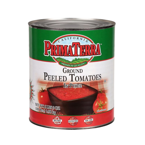 Prima Terra Ground Peeled Tomatoes In Puree, 106 oz