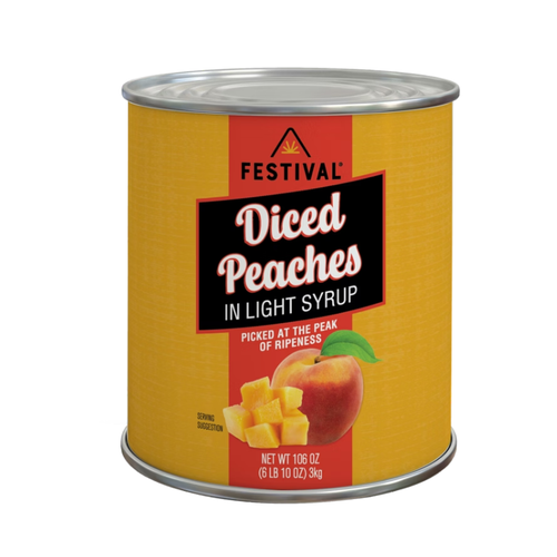 Festival Diced Peaches in Light Syrup, #10 can, 6 lbs 10 oz