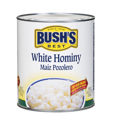 Bush's Best White Hominy, #10 can, 6 lbs 15 oz