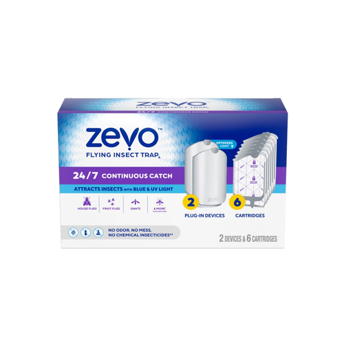 Zevo Flying Insect Trap Starter Kit, 2 Devices + 6 Cartridges