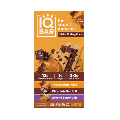 IQBAR Plant Protein Bar, Chocolate Lovers Variety Pack, 1.6 oz, 18 ct