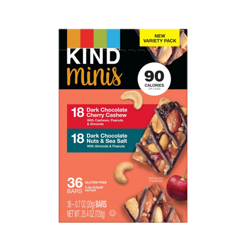 KIND Minis Snack Bar, Variety Pack, 0.7 oz, 36 ct