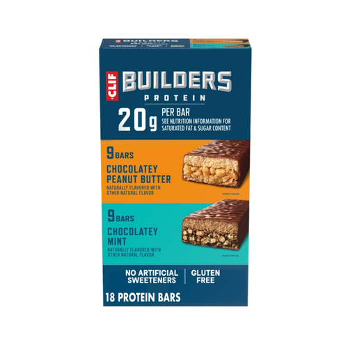 CLIF BUILDERS Protein Bar, 20g Protein, Variety Pack, 2.4 oz, 18 ct