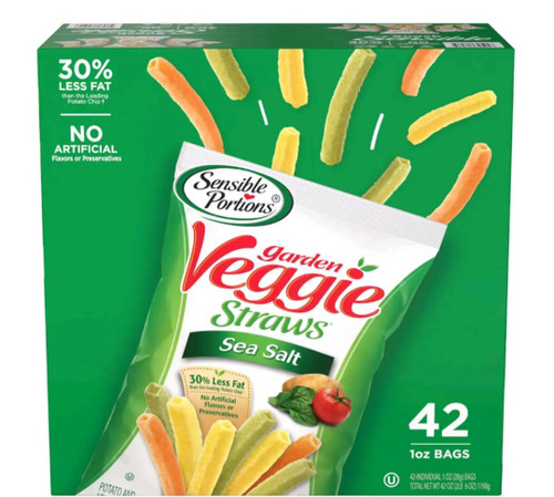 Sensible Portions Garden Veggie Straws, Sea Salt, 1 oz, 42 ct