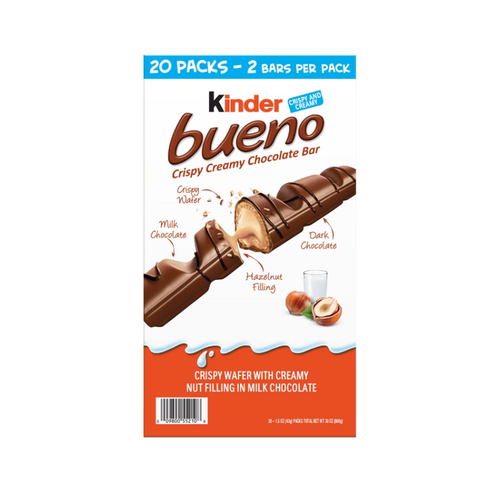 Kinder Bueno Chocolate Bars, 1.5 oz, 20 ct