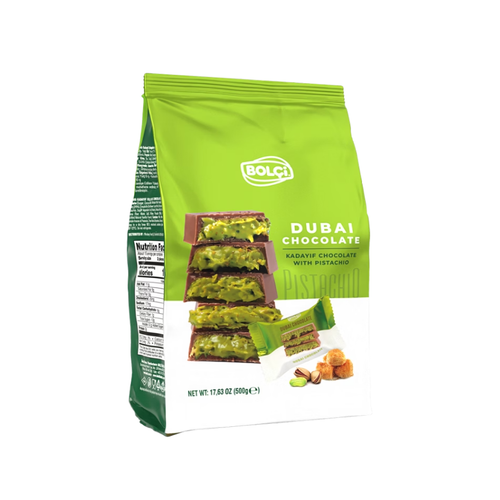 Bolci Dubai Chocolate Bar, Kadayif and Pistachio, 17.63 oz