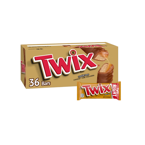 Twix Caramel Cookie Chocolate Candy Bar, Full Size, 1.79 oz, 36 ct