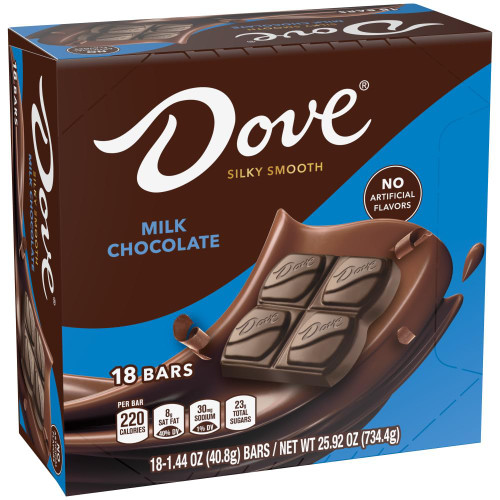 Dove Milk Chocolate Full Size Candy Bars, 1.44 oz, 18 ct