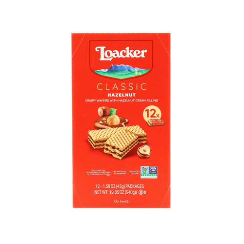 Loacker Classic Crispy Wafers, Hazelnut, 1.59 oz, 12 ct