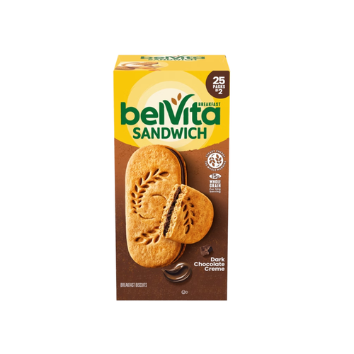 belVita Breakfast Sandwich Biscuits, Dark Chocolate Creme, 1.76 oz, 25 ct