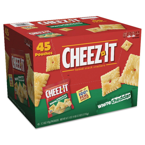 Cheez-It Baked Snack Crackers, White Cheddar, 1.5 oz, 45 ct