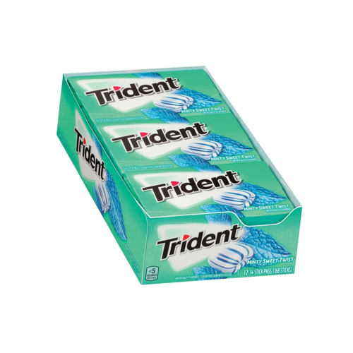 Trident Sugar Free Gum, Minty Sweet Twist, 14 Sticks, 12 ct