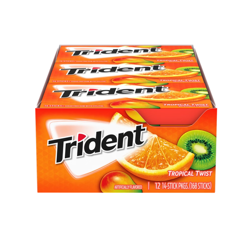 Trident Sugar Free Gum, Tropical Twist, 14 Pieces, 15 ct