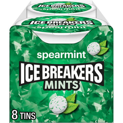 Ice Breakers Sugar Free Mints with Cooling Crystals, Spearmint, 1.5 oz, 8 ct