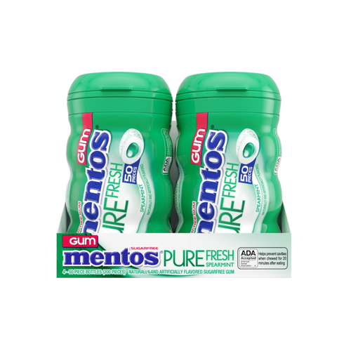Mentos Pure Fresh Sugar Free Gum, Spearmint, 50 Pieces, 4 ct