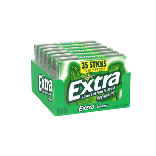 Extra Sugar Free Chewing Gum, Spearmint, Mega Pack, 35 sticks, 6 ct