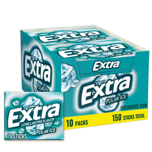 Extra Sugar Free Chewing Gum, Polar Ice, Slim Pack, 15 Sticks, 10 ct