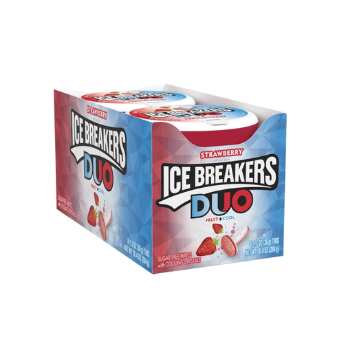 Ice Breakers Duo Sugar Free Mints with Cooling Crystals, Strawberry, 1.3 oz, 8 ct