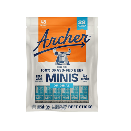 Archer Grass-Fed Beef Stick Minis, Original, 0.5 oz, 28 ct