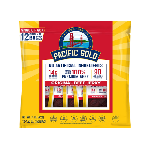Pacific Gold Beef Jerky, Original, 1.25 oz, 12 ct
