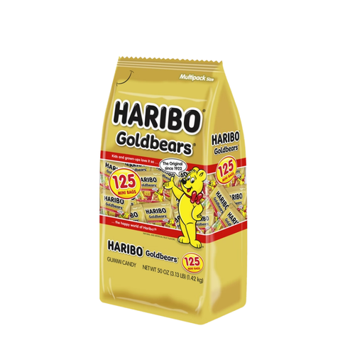 Haribo Goldbears Gummi Candy, Mini Bags, 0.4 oz, 125 ct