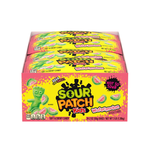 SOUR PATCH KIDS, Soft & Chewy Candy, Watermelon, 2 oz, 24 ct