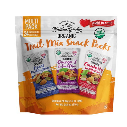 Nature's Garden Organic Trail Mix Snack Packs, Variety Pack, 1.2 oz, 24 ct
