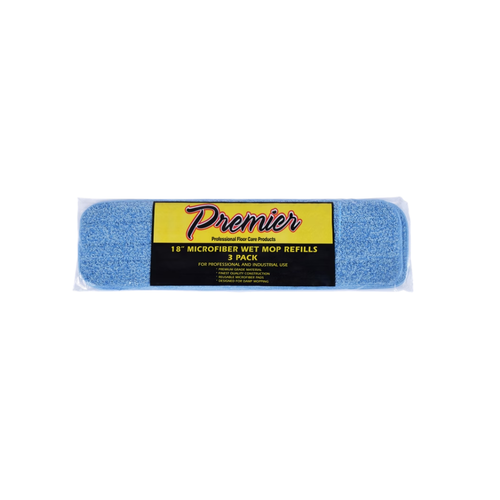Premier Microfiber Wet Mop Refill for 18" Frame, Blue, 3 ct