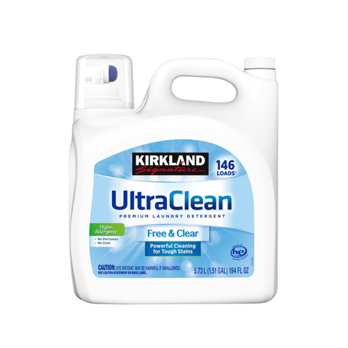 Kirkland Signature Liquid Laundry Detergent, Ultra Clean Free and Clear, HE Compatible, Unscented, 194 fl oz