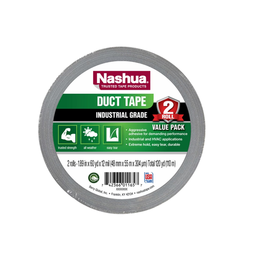 Nashua Industrial Grade Duct Tape, Silver, 1.89" x 60.1 yards, 2 ct
