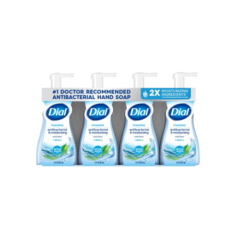 Dial Antibacterial & Moisturizing Foaming Hand Wash + Aloe, Spring Water Scent, 7.5 fl oz, 4 ct