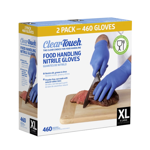 Medline Clear-Touch Food Handling Nitrile Gloves, Extra-Large, Blue, 460 ct