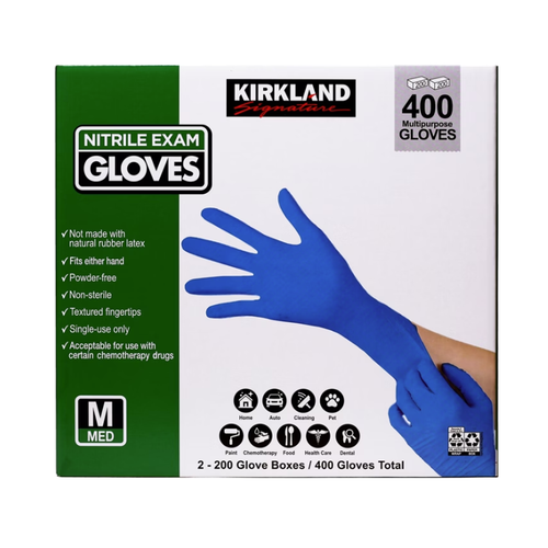 Kirkland Signature Nitrile Exam Gloves, Powder Free, Medium, 400 ct
