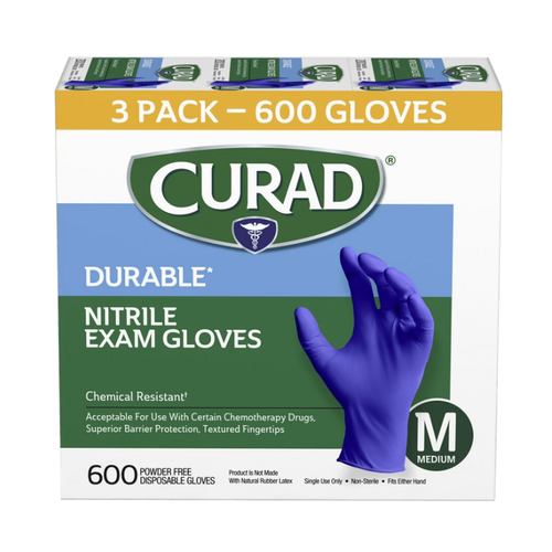 Curad Durable Nitrile Exam Gloves, Small, 600 ct