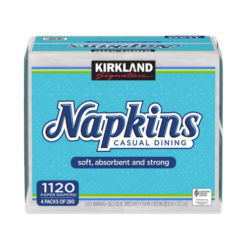 Kirkland Signature Casual Dining Paper Napkins, White, 1120 ct