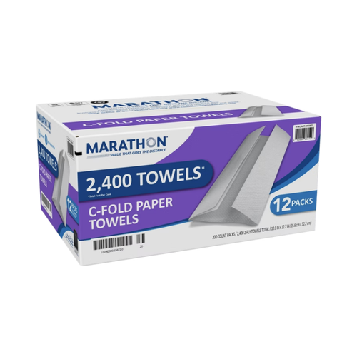Marathon C-Fold Paper Towels, 2-Ply, White, 2400 ct