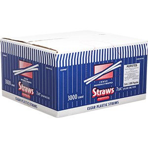 Comet 7-3/4" Wrapped Plastic Straws, Clear, 3000 ct