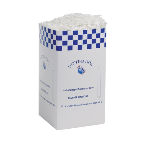 Vital International Solutions 10.25'' Jumbo Straw, Wrapped, Clear, 2000 ct