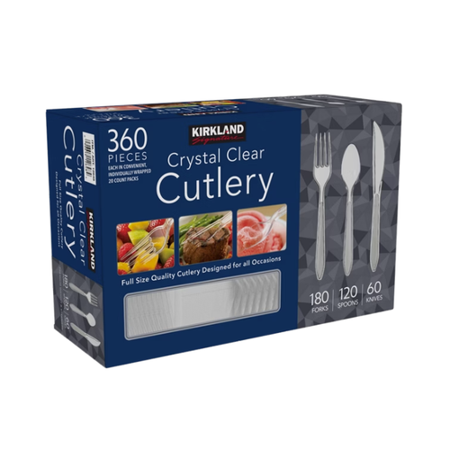 Kirkland Signature Crystal Clear Cutlery Assortment, Clear, 360 ct