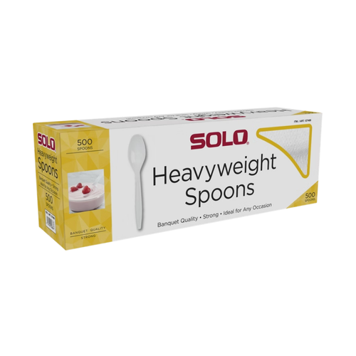 Solo Plastic Spoon, Heavyweight, White, 500 ct