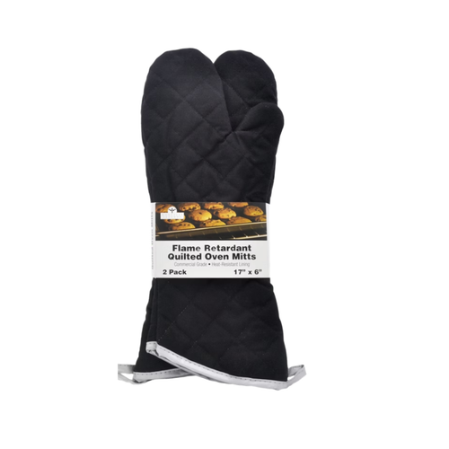 Nouvelle Legende Flame Retardant Oven Mitt, Black, 2 ct