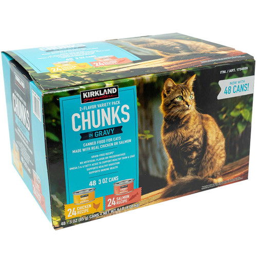 Kirkland Signature Canned Cat Food, Chunks in Gravy, Variety Pack, 3 oz, 48 ct