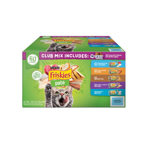 Purina Friskies Paté, Club Mix Variety Pack, 5.5 oz, 60 ct