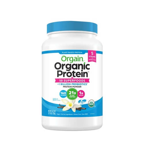 Orgain Organic Protein + 50 Superfoods Plant Based Protein Powder, 21g Protein, Vanilla Bean, 2.7 lbs