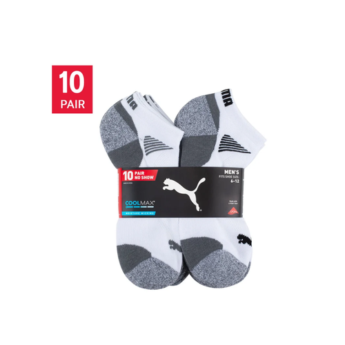 PUMA Men's No Show Sock, 10-pair