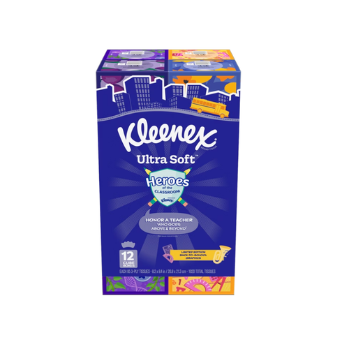 Kleenex Ultra Soft Facial Tissue, 3-Ply, Cube Box, 85 Tissues, 12 ct