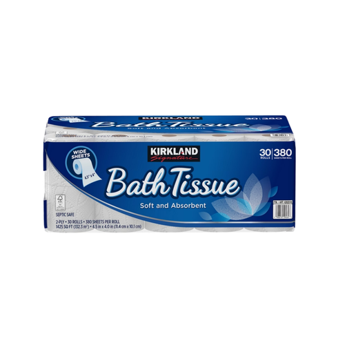 Kirkland Signature Bath Tissue, 2-Ply, 4.5" x 4", 380 Sheets, 30 ct